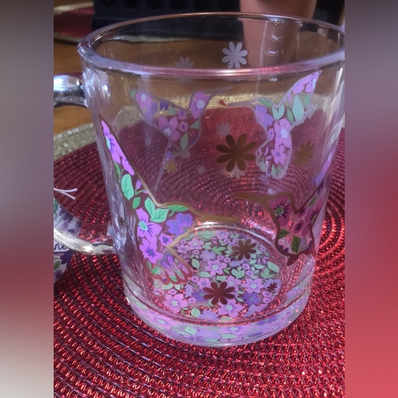 Floral Hummingbird Glass Mug - Picture 2 of 11